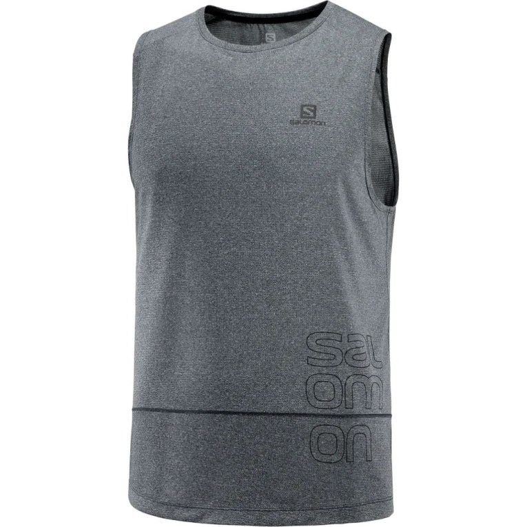 Camisetas Regata Salomon Cross Run Gráficas Masculino Cinzentas Escuro | PT R74530